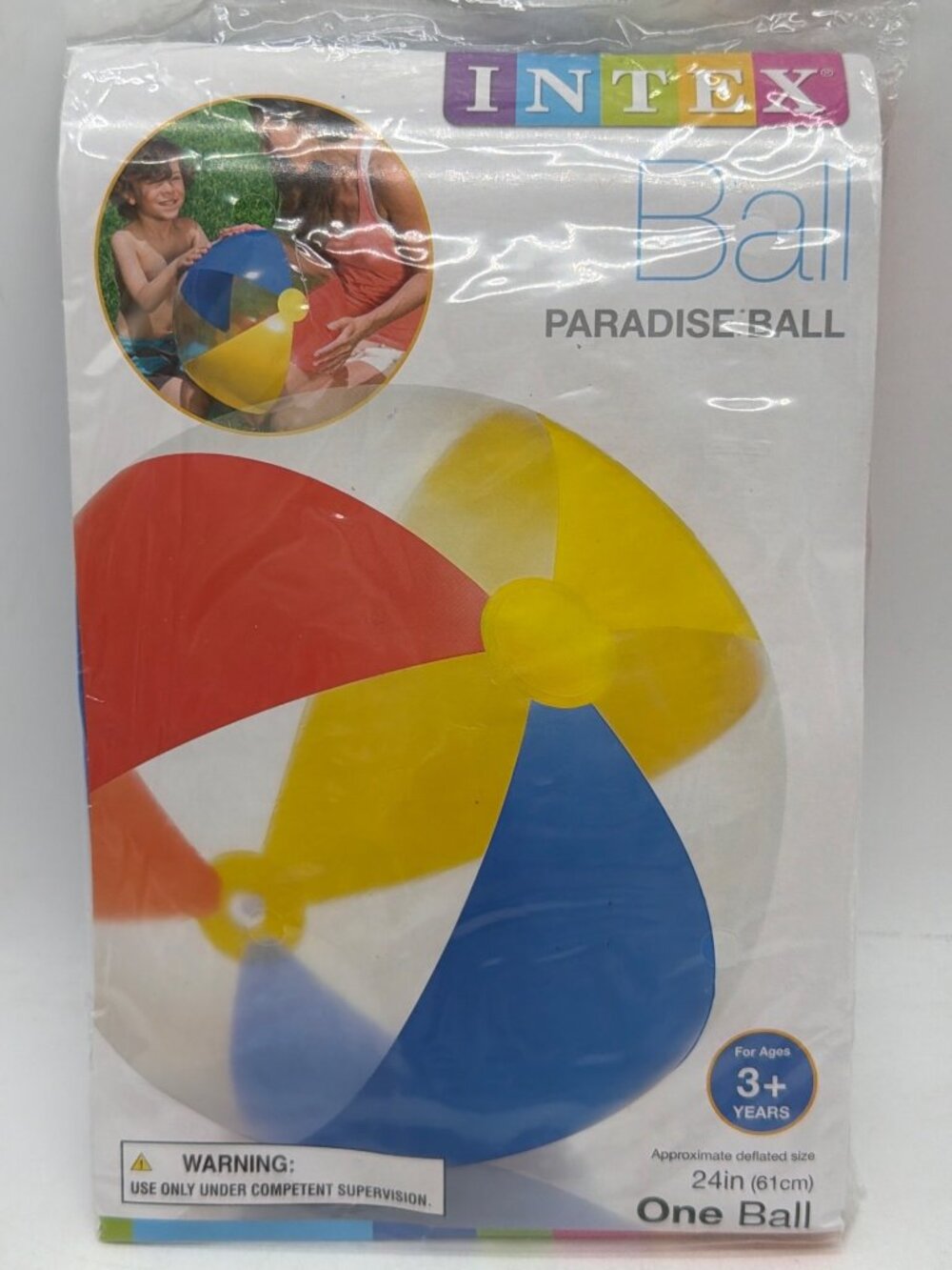Intex Paradise Inflatable Beach Ball 24" Multicolor For Ages 3+